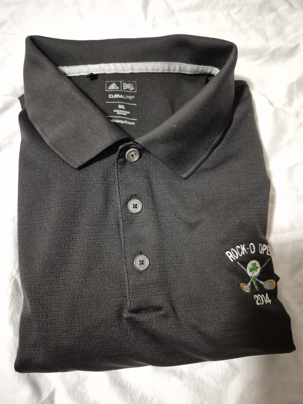 adidas Black Polo Shirt with Rock-O Open 2014 Embroidery